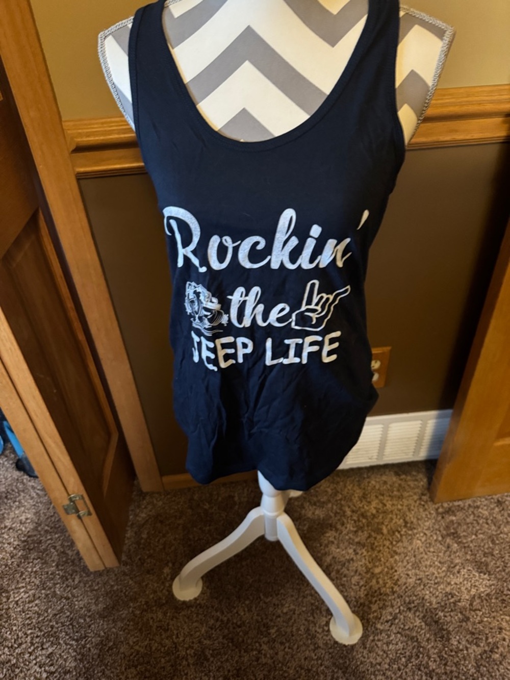 Black Rockin' the Jeep Life Graphic Tank Top